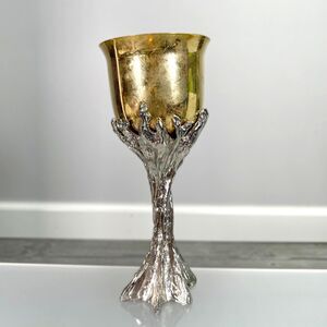 Vintage Yaacov Heller Tree of Life Goblet Cup in Gold and Silver - Missing Base